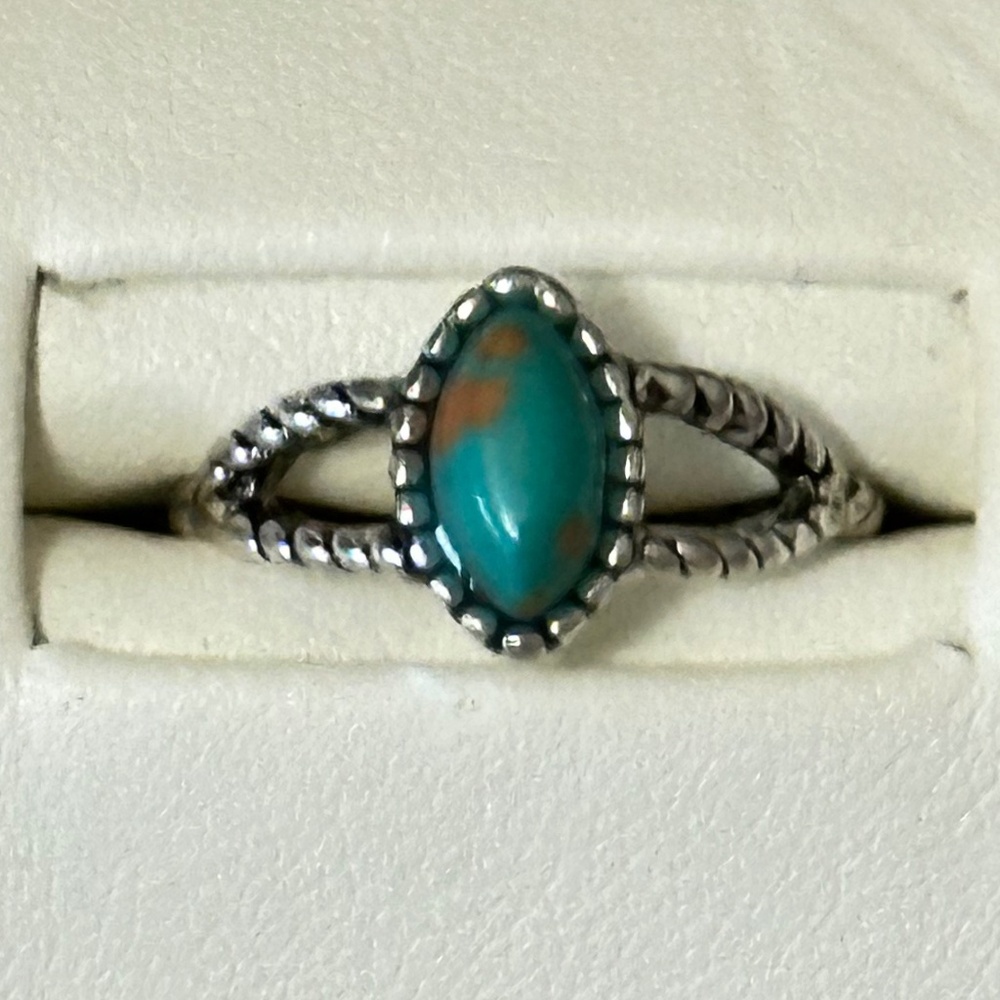 Turquoise Marquise Rope Split Band Ring Size 4.5 NWOT Southwestern Boho Gift